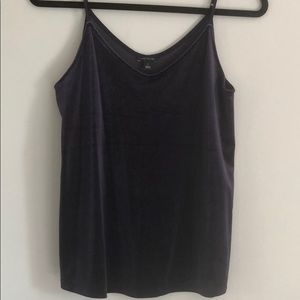 Ann Taylor Navy V-Neck Velvet Tank